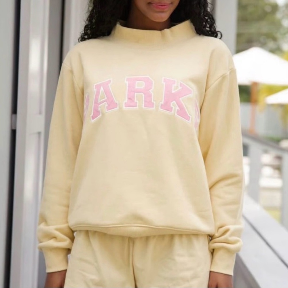 PARKE rate yellow and pink mock neck.